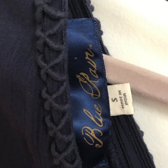 Long Sleeve Navy Blue Dress with Silver Detailing - Picture 3 of 3